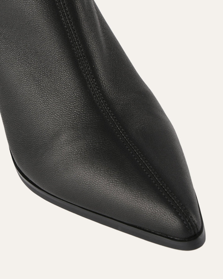 Stiefeletten aus Leder | Knöchelhoch mit 9 cm Blockabsatz und Stretch-Leder