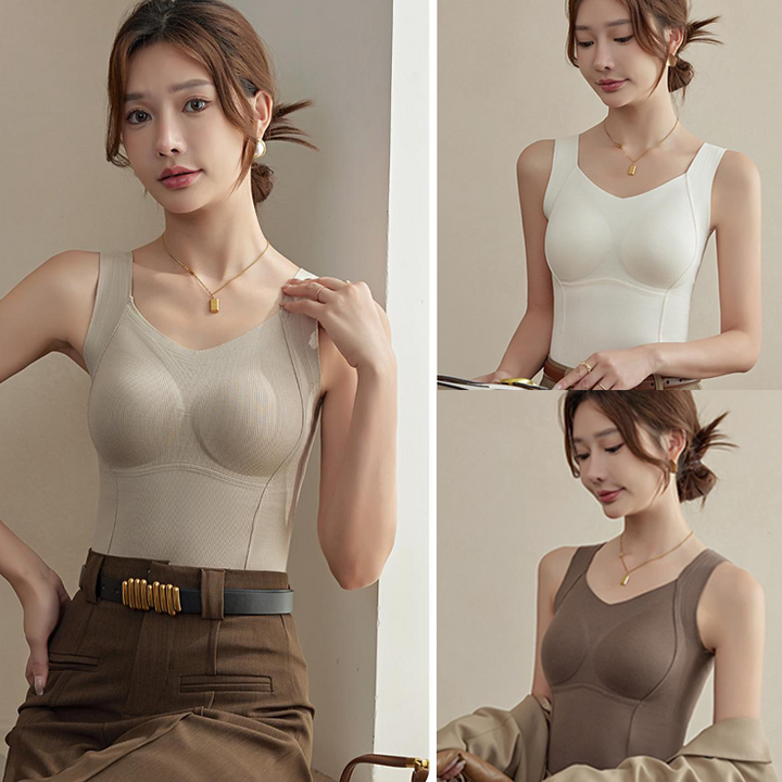 Thermo Tanktop mit integriertem BH formend &amp; nahtlos | warmes Unterzieh-Top Damen | figurformendes Basic für Winter &amp; Alltag