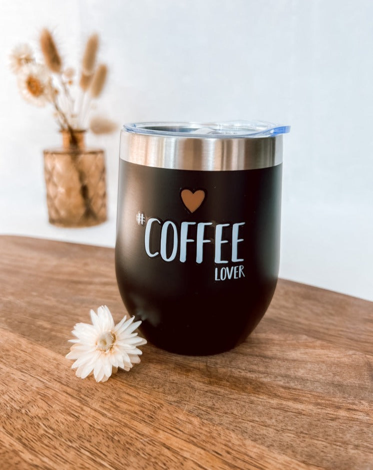 Thermobecher 350 ml | Doppelwandiger Edelstahlbecher mit spritzsicherem Deckel für Kaffee und Kaltgetränke