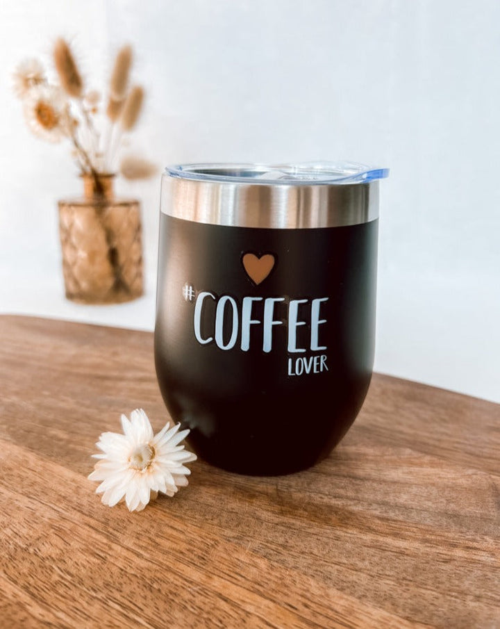 Thermobecher 350 ml | Doppelwandiger Edelstahlbecher mit spritzsicherem Deckel für Kaffee und Kaltgetränke