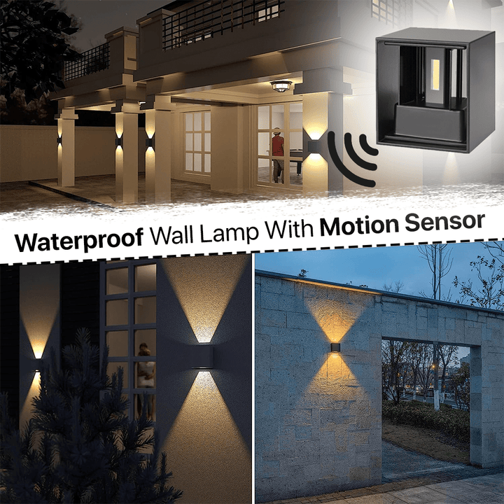 HelleNacht™ Lampada da parete LED premium | Impermeabile IP65 | Sensore di movimento | Luce calda up &amp; down