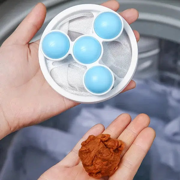 Rimuovi peli di animali per lavatrice | Aiuto per il bucato riutilizzabile con sacchetto a rete &amp; palline | Per peli &amp; pelucchi