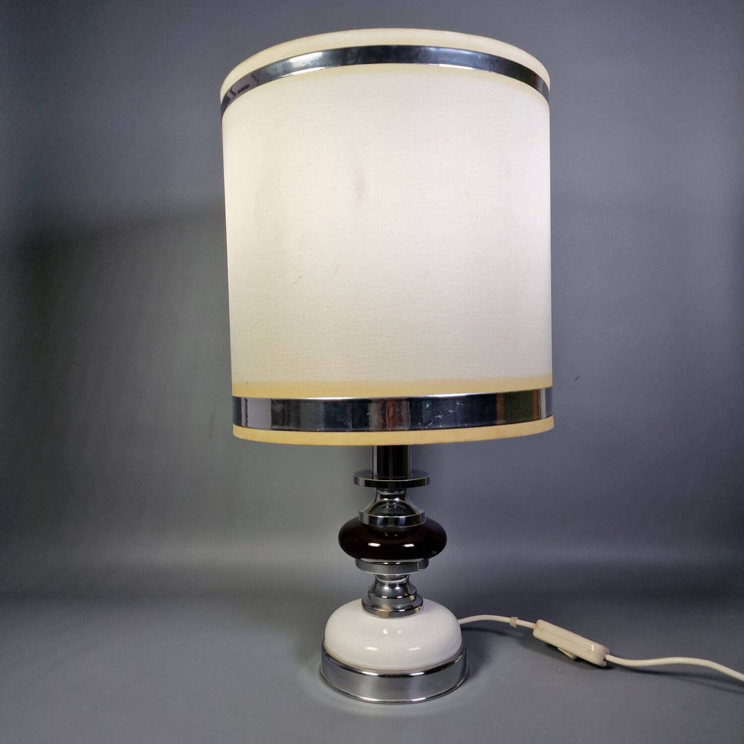 Tischleuchte 70er Jahre | Große Design Tischlampe aus Chrom mit E27-Fassung und 60 cm Gesamthöhe