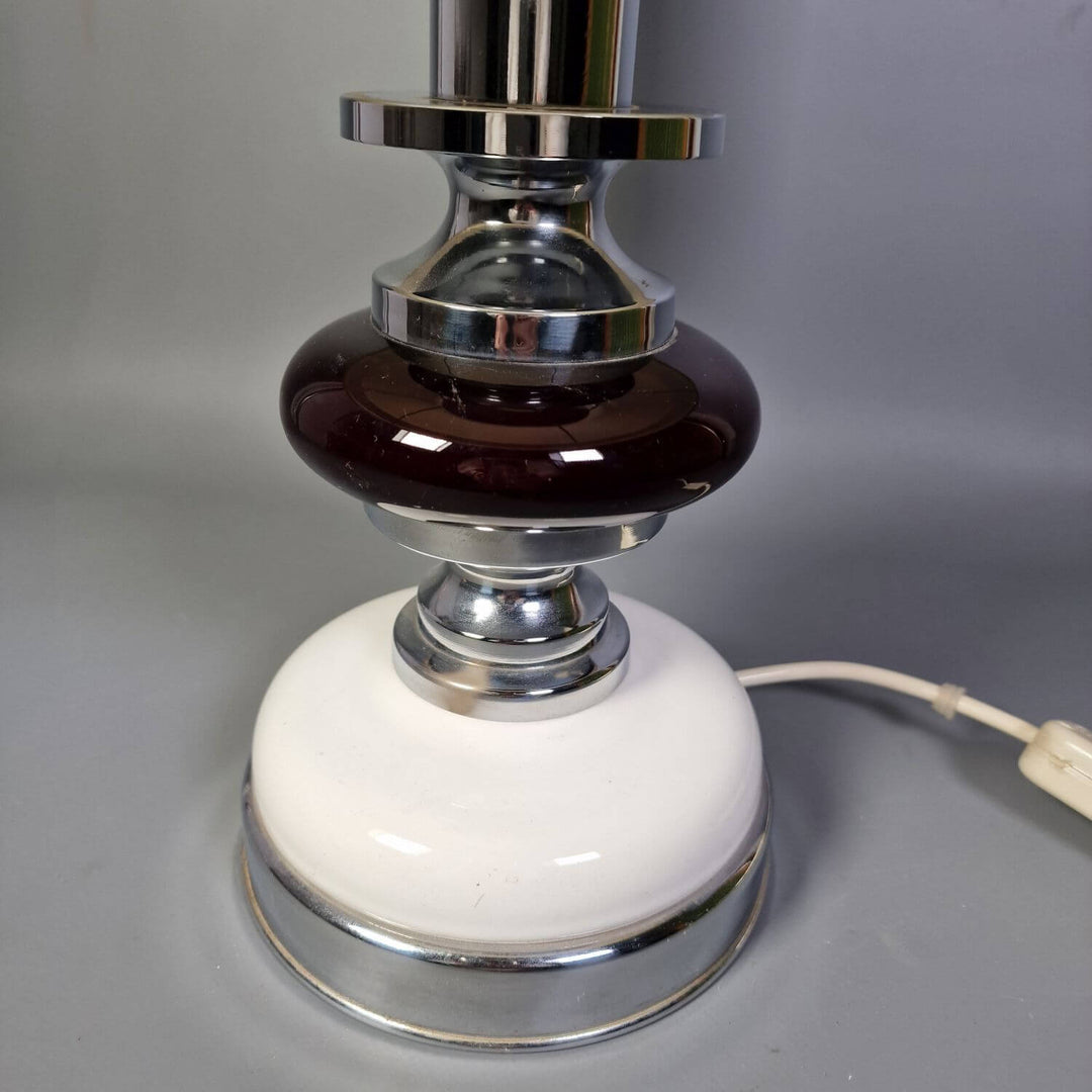 Tischleuchte 70er Jahre | Große Design Tischlampe aus Chrom mit E27-Fassung und 60 cm Gesamthöhe
