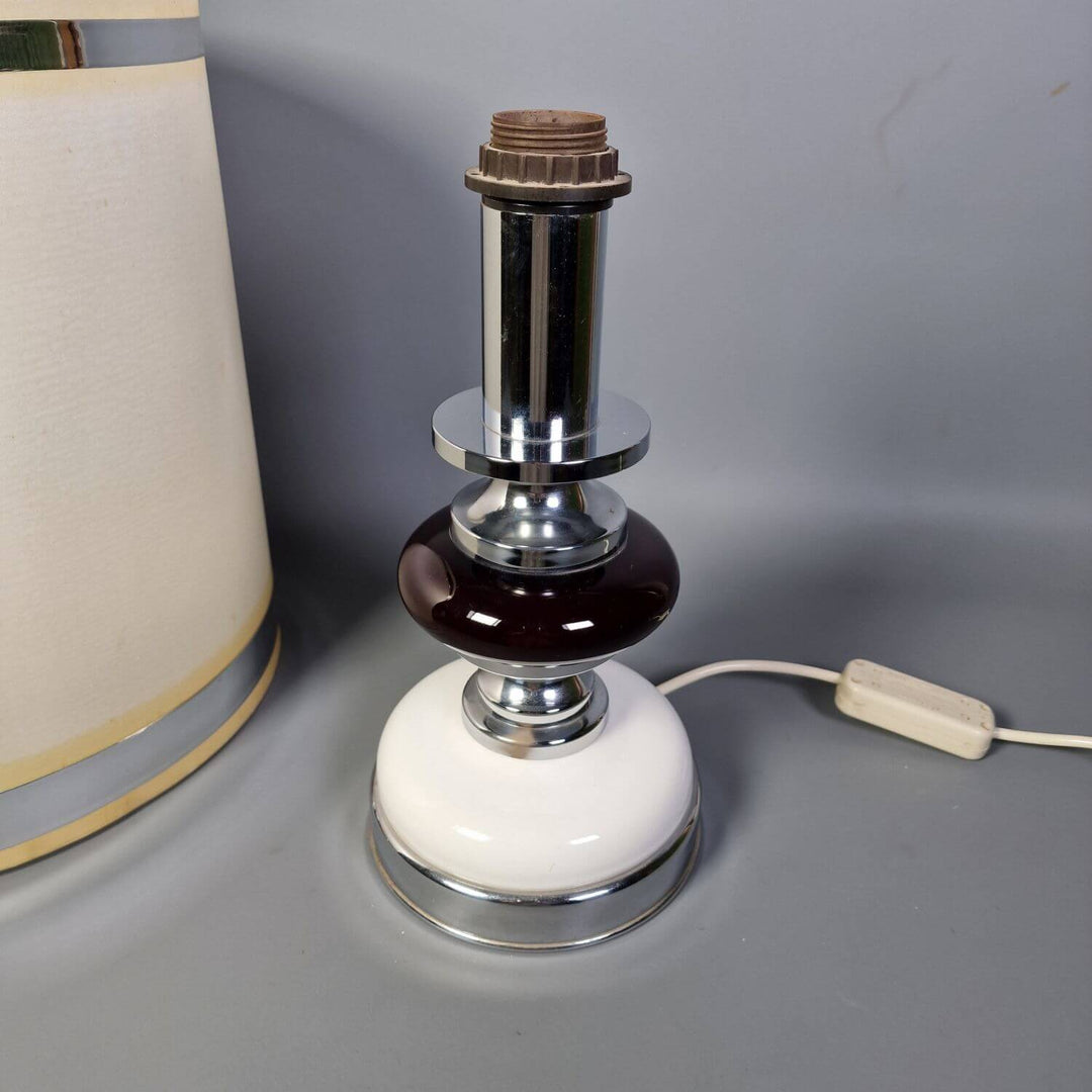 Tischleuchte 70er Jahre | Große Design Tischlampe aus Chrom mit E27-Fassung und 60 cm Gesamthöhe