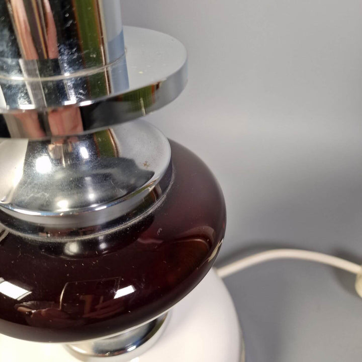 Tischleuchte 70er Jahre | Große Design Tischlampe aus Chrom mit E27-Fassung und 60 cm Gesamthöhe