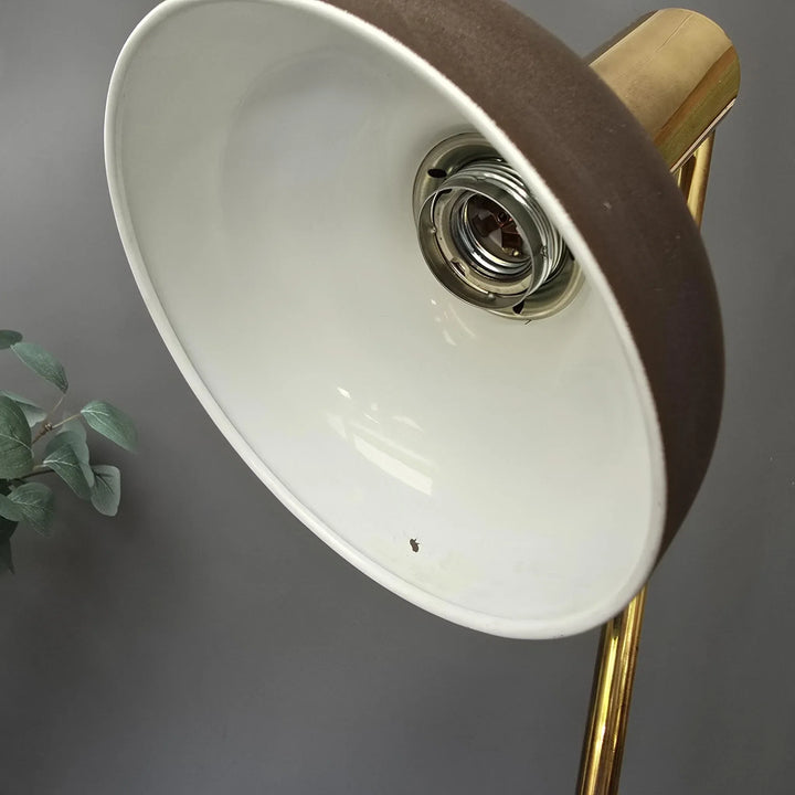 Vintage Schreibtischlampe | Verstellbare Tischleuchte aus Messing und Metall mit E27-Fassung im 70er/80er-Jahre-Stil