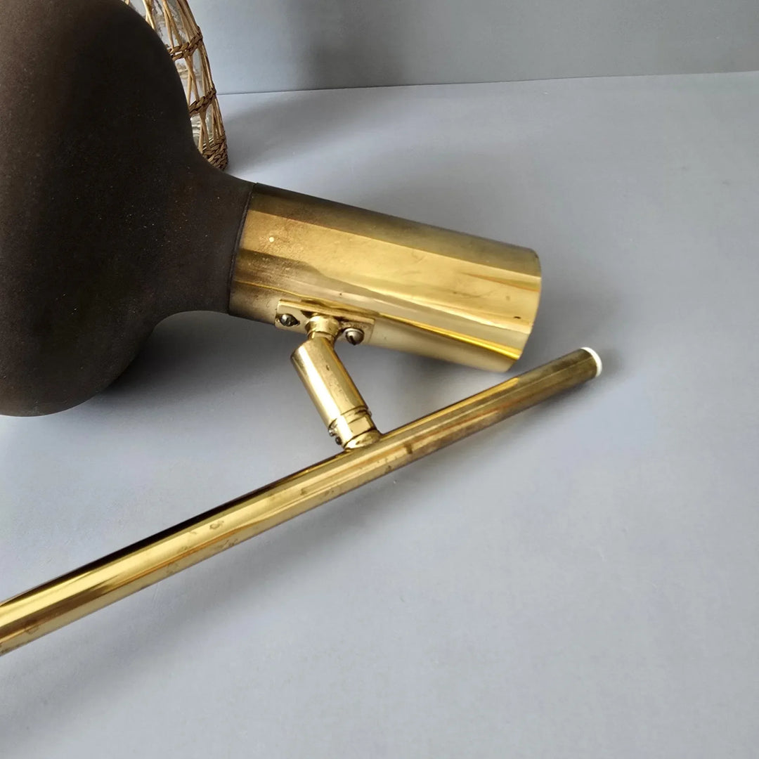 Vintage Schreibtischlampe | Verstellbare Tischleuchte aus Messing und Metall mit E27-Fassung im 70er/80er-Jahre-Stil
