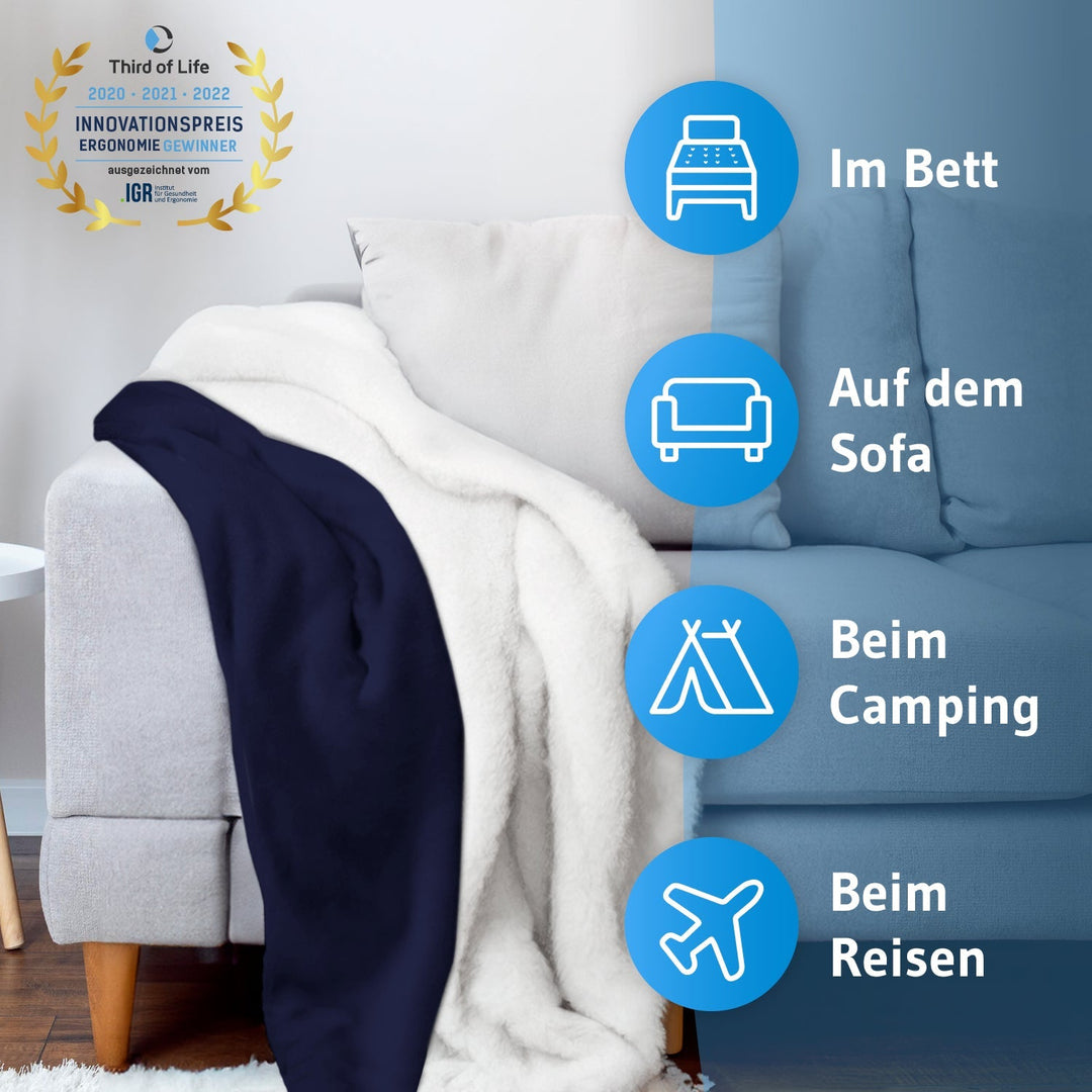 Kuscheldecke doppelseitig | Flauschige 260 g/m² Rückseite und 220 g/m² Flanell | Für Sofa, Bett und gemütliche Winterabende