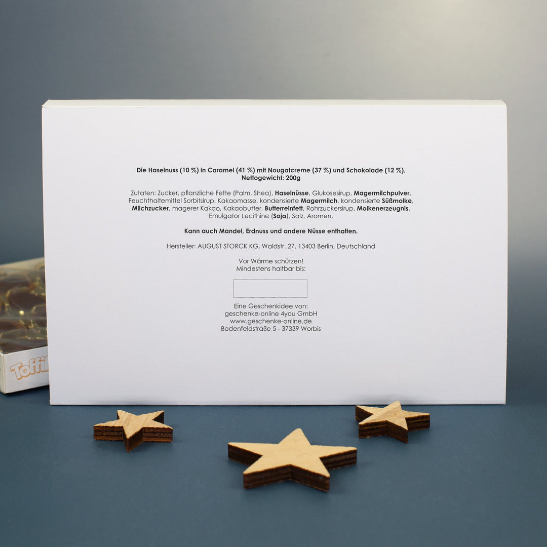 Toffifee Adventskalender mit Namen | Personalisierter Schokoladenkalender mit 24 Türchen, Haselnuss, Karamell und Nougatcreme