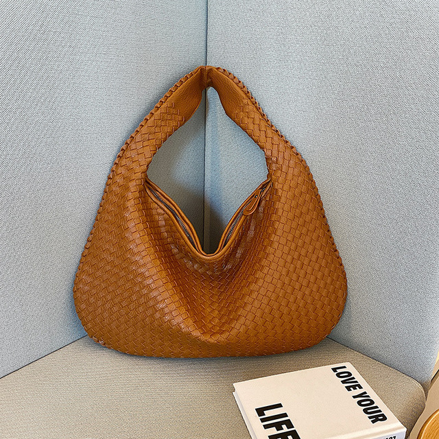 Damen Tragetasche | Geflochtene Handtasche aus veganem Leder mit großem Hauptfach