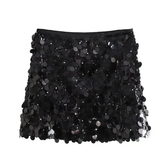 Damen Paillettenrock Mini | Kurzer Glitzerrock mit funkelnden Pailletten für Partys, Abendveranstaltungen und festliche Looks