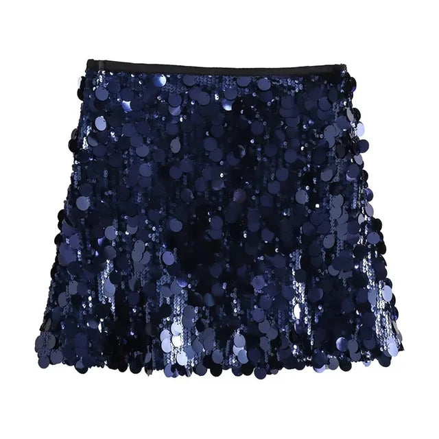Damen Paillettenrock Mini | Kurzer Glitzerrock mit funkelnden Pailletten für Partys, Abendveranstaltungen und festliche Looks