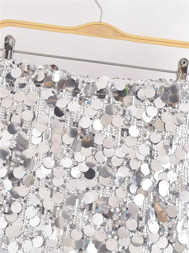 Damen Paillettenrock Mini | Kurzer Glitzerrock mit funkelnden Pailletten für Partys, Abendveranstaltungen und festliche Looks