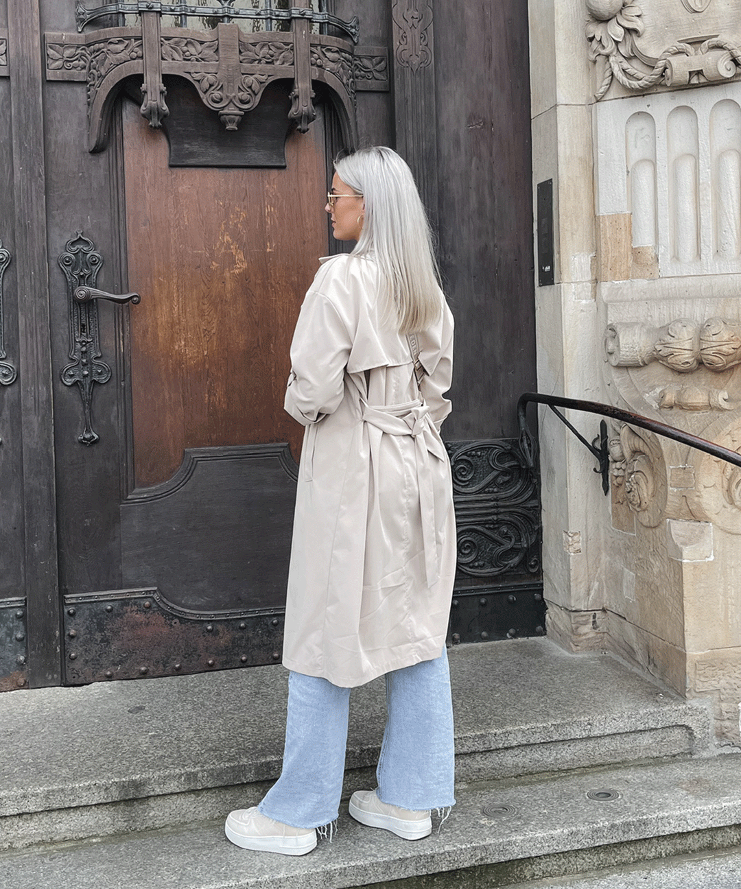 Damen Trenchcoat | Leichter Übergangsmantel mit umkrempelbaren Ärmeln