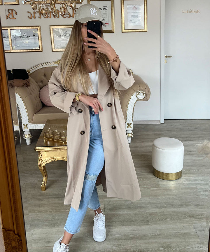 Damen Trenchcoat | Leichter Übergangsmantel mit umkrempelbaren Ärmeln
