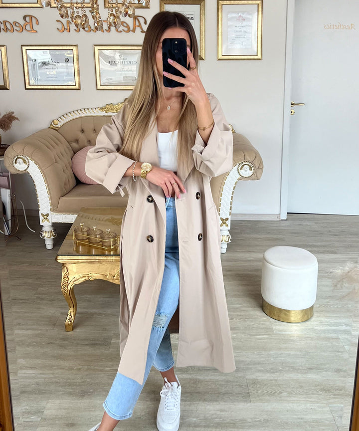 Damen Trenchcoat | Leichter Übergangsmantel mit umkrempelbaren Ärmeln