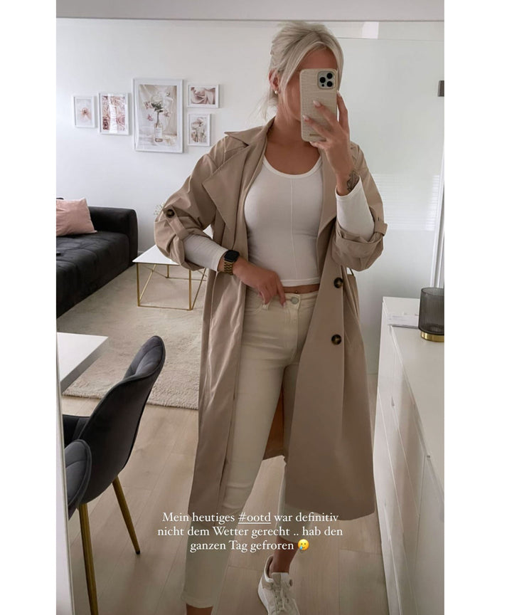 Damen Trenchcoat | Leichter Übergangsmantel mit umkrempelbaren Ärmeln