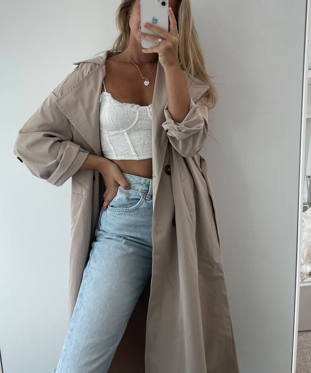Damen Trenchcoat | Leichter Übergangsmantel mit umkrempelbaren Ärmeln