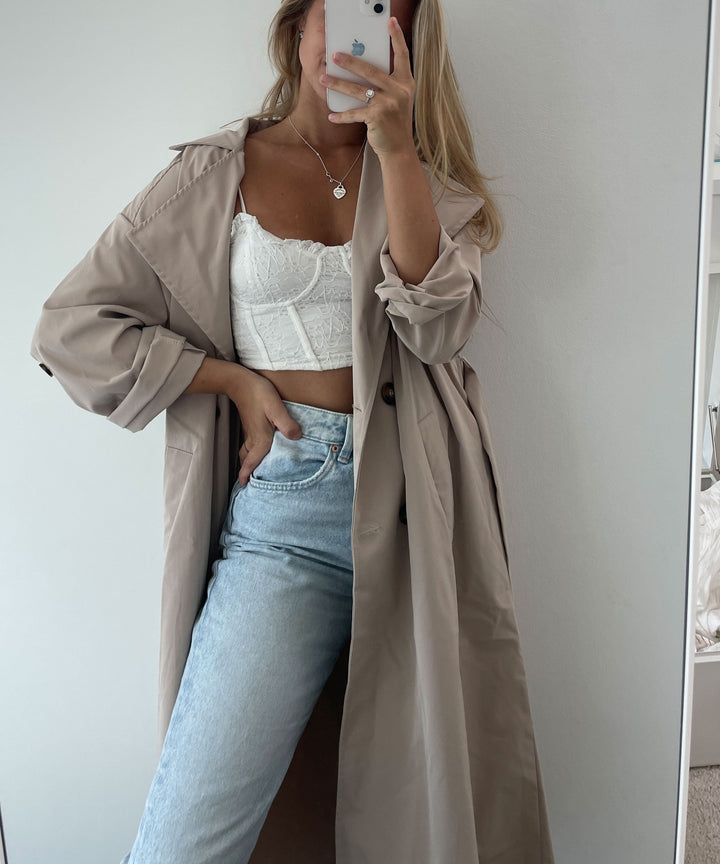 Damen Trenchcoat | Leichter Übergangsmantel mit umkrempelbaren Ärmeln