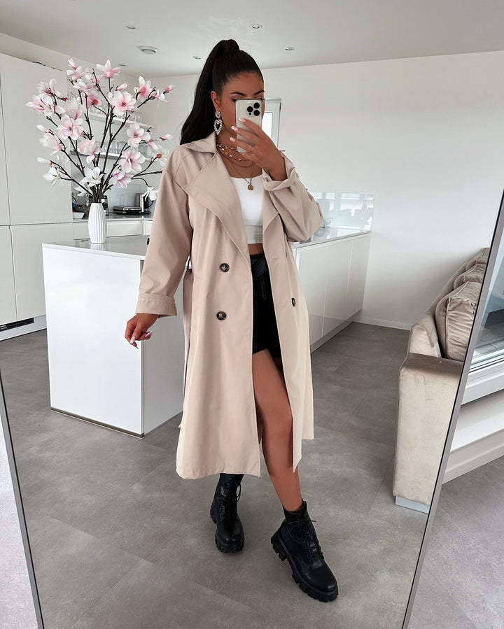 Damen Trenchcoat | Leichter Übergangsmantel mit umkrempelbaren Ärmeln