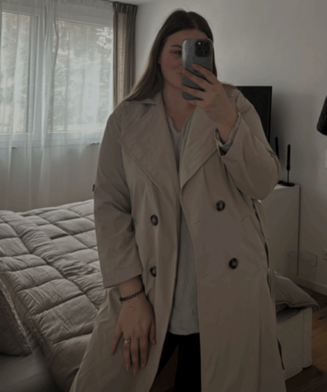 Damen Trenchcoat | Leichter Übergangsmantel mit umkrempelbaren Ärmeln