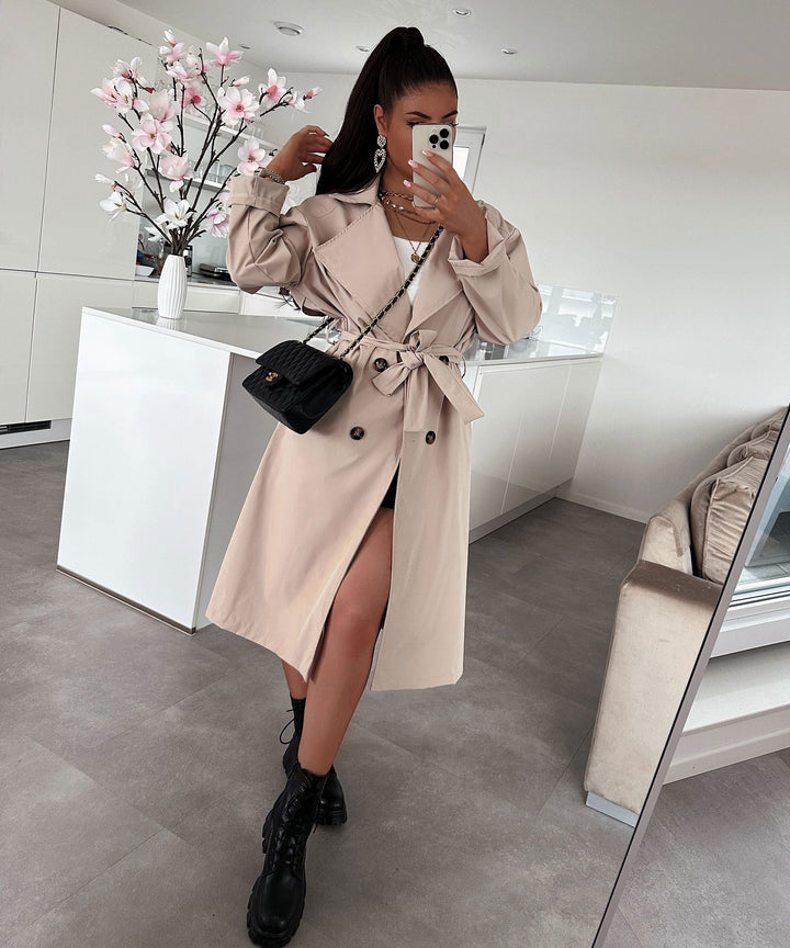 Damen Trenchcoat | Leichter Übergangsmantel mit umkrempelbaren Ärmeln