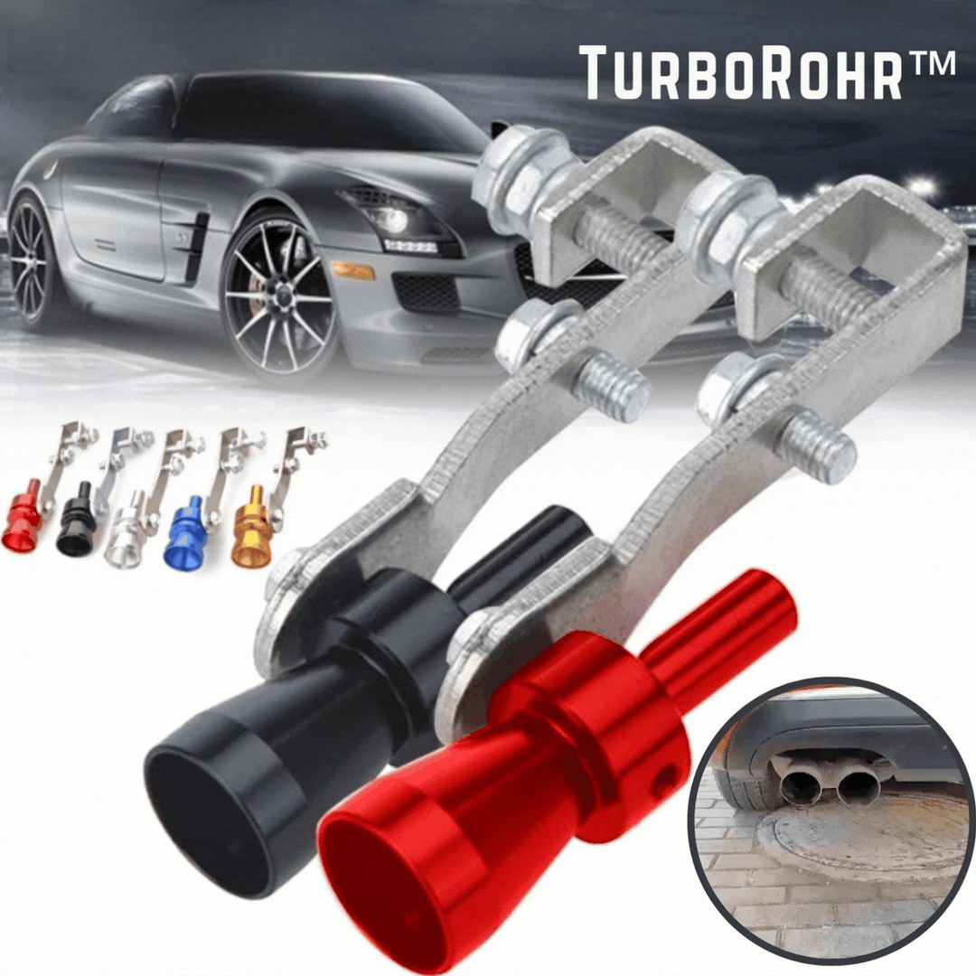 Sifflet d’échappement effet turbo pour voiture | Effet universel « Turbo/Blow-Off » | Alliage d’aluminium | Choix de couleur noir–argent