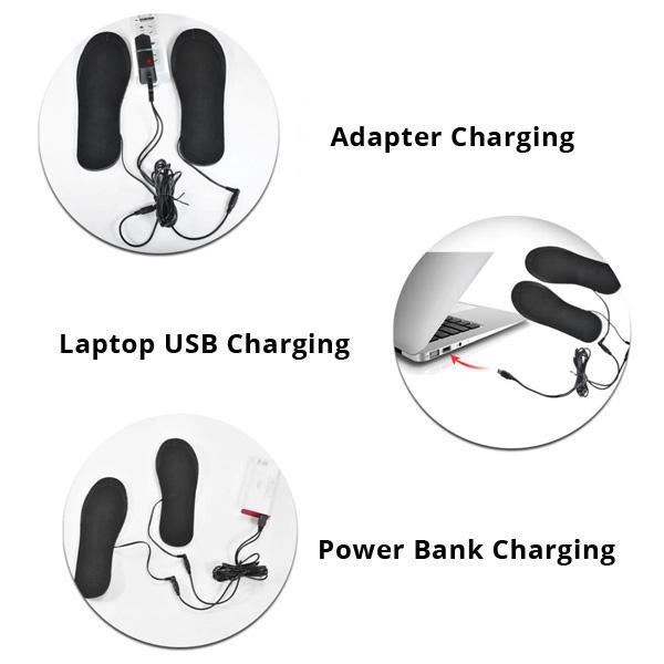 USB beheizte Einlegesohlen 1 Paar | Fußwärmer bis 50 °C für EU 35–44 | Zuschneidbar, 5V USB und per Hand waschbar