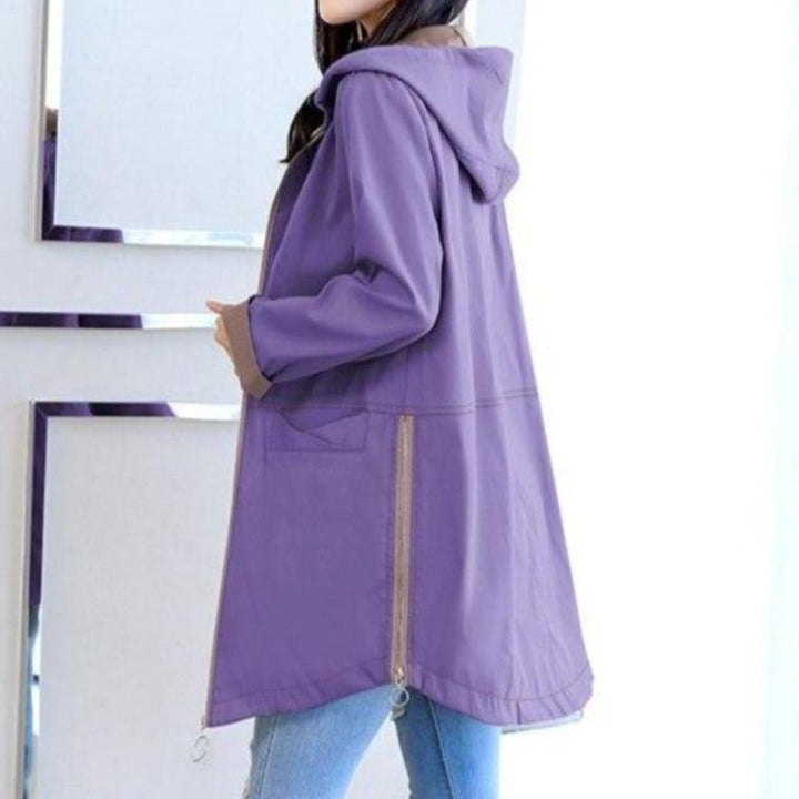 Damen Übergangsjacke mit Kapuze | Regenjacke im Parka-Schnitt mit Reißverschluss, großen Taschen und regulierbarer Weite