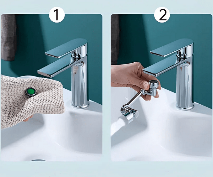Embout de robinet pivotant à 360° avec 2 types de jets | Anti-éclaboussures &amp; économie d’eau | Montage facile, compatible 99 % des robinets