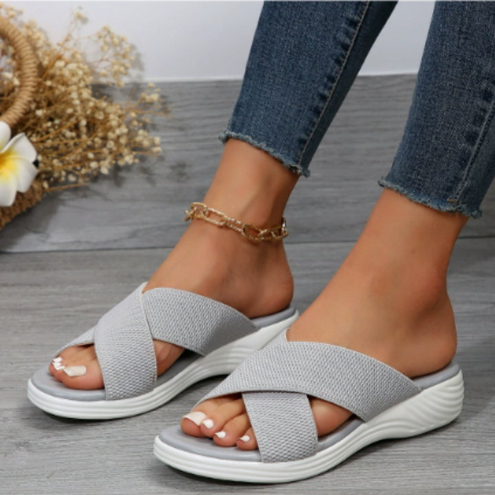 Damen Komfort-Sandalen mit atmungsaktivem Design | Gepolsterte Sohle für Alltag &amp; Freizeit | Flache Sommersandalen