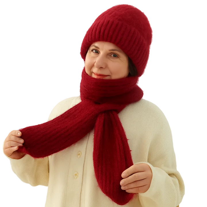 Damen Winterset | Warme Mütze mit passendem Schal aus weichem Polyester