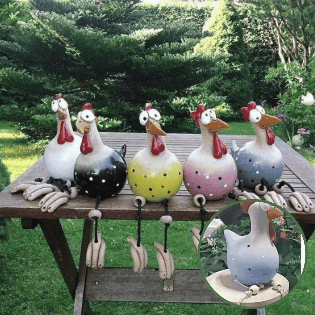 Gartenfigur Huhn | 28 cm aus wetterfestem Kunstharz für Garten, Terrasse und Innenbereich