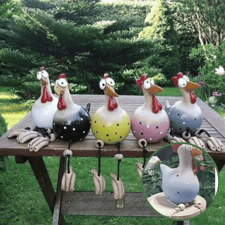Gartenfigur Huhn | 28 cm aus wetterfestem Kunstharz für Garten, Terrasse und Innenbereich