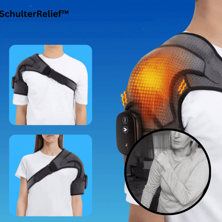 Dispositivo per terapia spalle SchulterRelief con calore e vibrazione | 3 modalità per rilassamento e circolazione | Indossabile a sinistra/destra | Ricaricabile USB