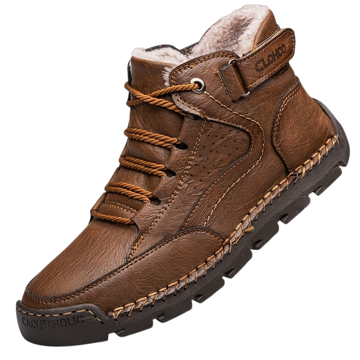 Herren Winterschuhe knöchelhoch mit Schnürung | Gefütterte Winterstiefel mit profilierter Laufsohle für Alltag und Outdoor