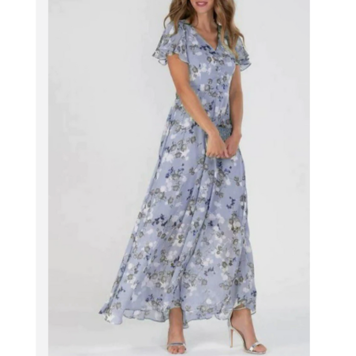 Damen Maxi-Kleid Sommer | Formell &amp; florales Design | Figurschmeichelnd, leicht &amp; luftig für Hochzeiten &amp; Events