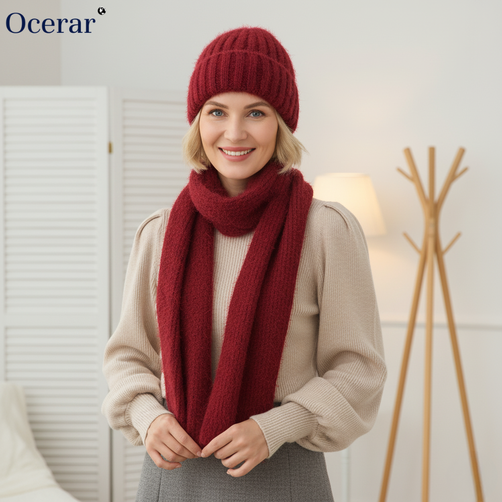 Damen Winterset | Warme Mütze mit passendem Schal aus weichem Polyester
