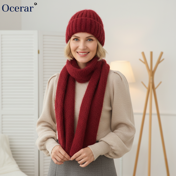 Damen Winterset | Warme Mütze mit passendem Schal aus weichem Polyester