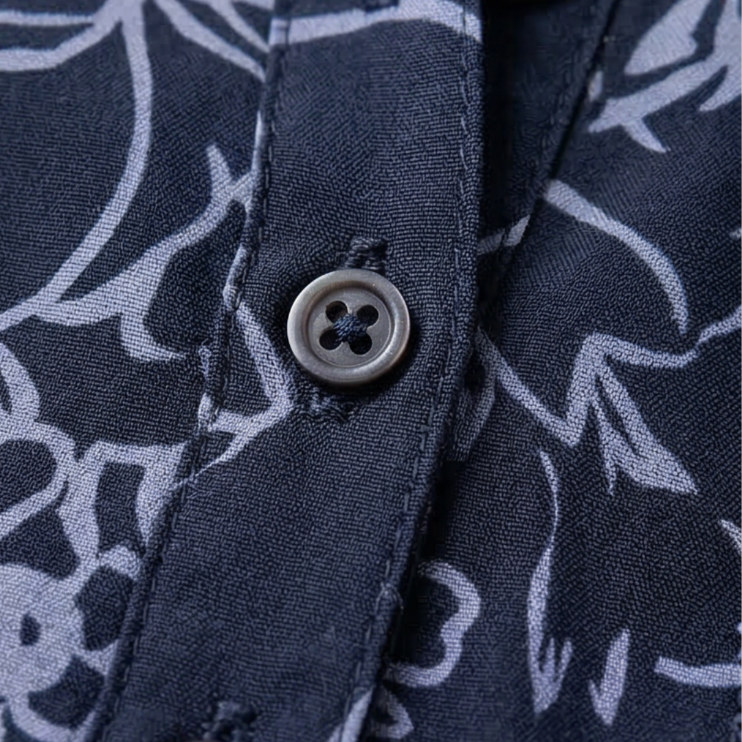 Damen Blumenbluse | Lockere Tunika mit Pailletten-Brusttasche, Henley-Ausschnitt und 3/4-Ärmeln