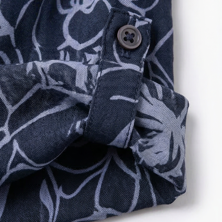 Damen Blumenbluse | Lockere Tunika mit Pailletten-Brusttasche, Henley-Ausschnitt und 3/4-Ärmeln