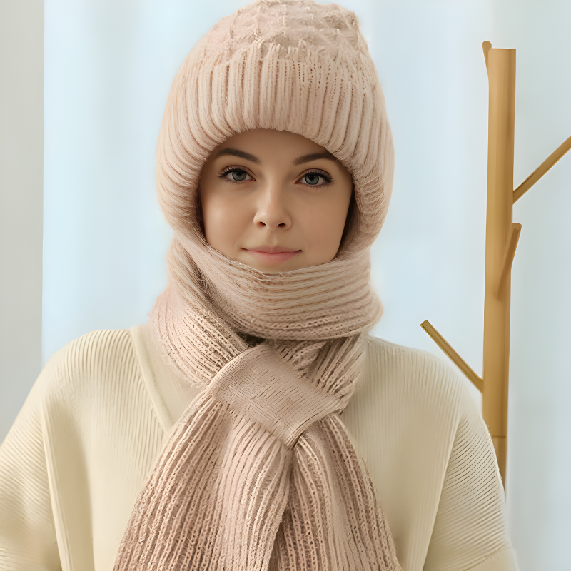 Damen Mütze und Schal Set für Winter | Warmes Strickset aus weichem Material für Alltag, Freizeit und kalte Wintertage