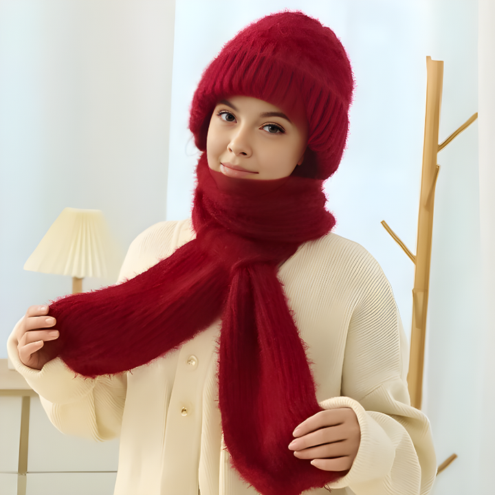 Damen Mütze und Schal Set für Winter | Warmes Strickset aus weichem Material für Alltag, Freizeit und kalte Wintertage
