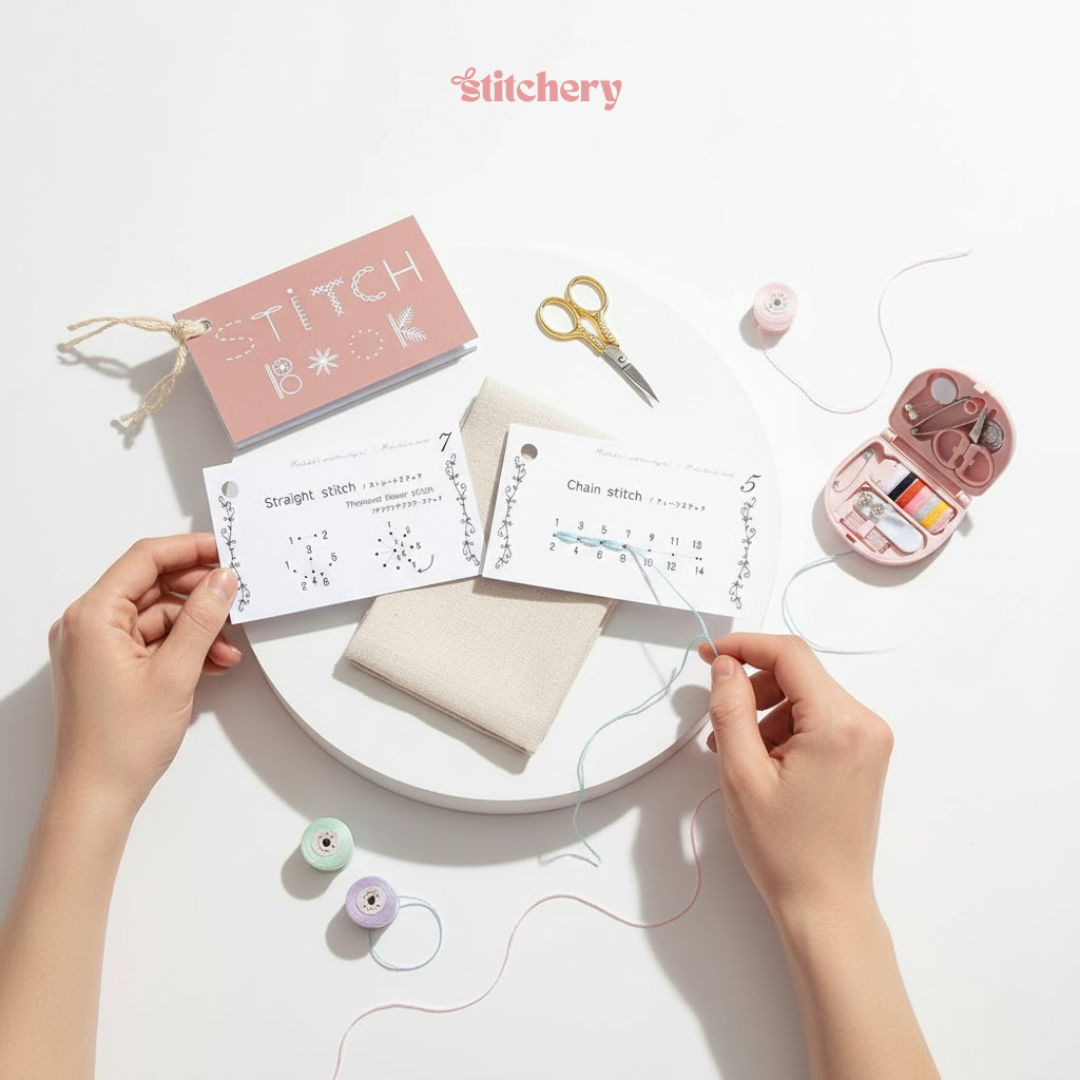 Mini ompelukirja ”Stitchery” matkailuompelusetti | Kaikki yhdessä ompelupakkaus kirjan muodossa | Neulat, langat, napit &amp; työkalut | Kompakti laukkuun/matkalaukkuun