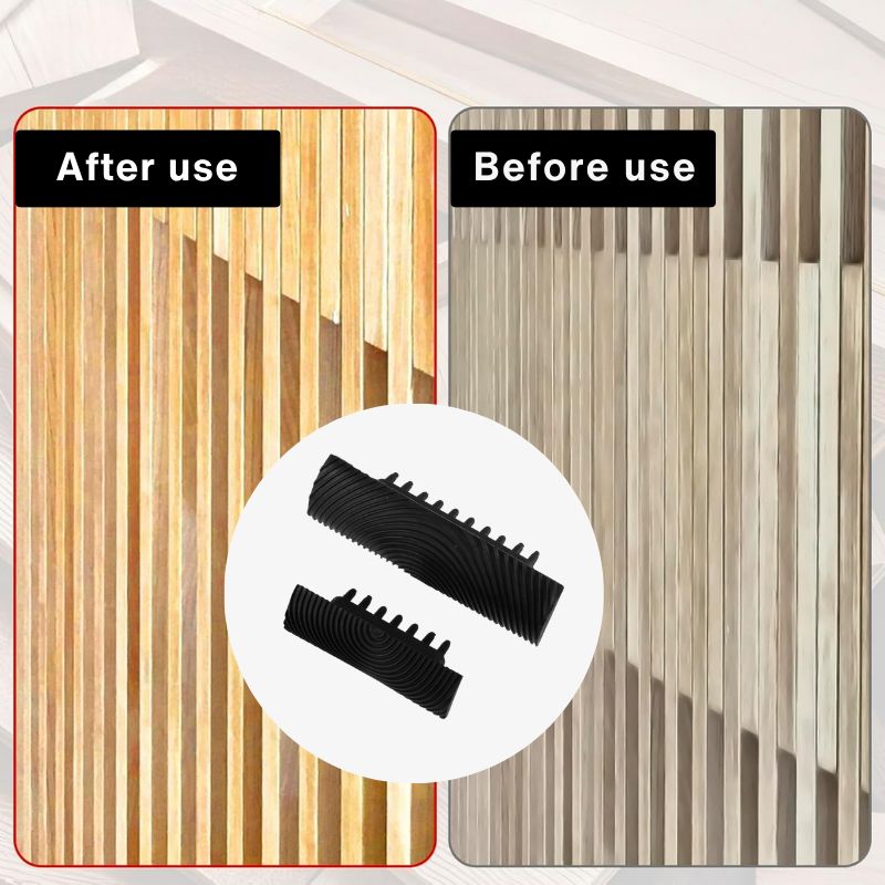 Holzmaserungs-Roller Set 2-teilig | Strukturroller für realistische Holzoptik auf Wänden &amp; Möbeln | DIY Malerwerkzeug mit ergonomischem Griff