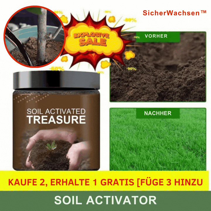 Bodenaktivator für Gartenerde 100 g | Mineralischer Bodenverbesserer zum Anmischen | Für Blumen, Gemüse &amp; Sukkulenten (2+1 Set)