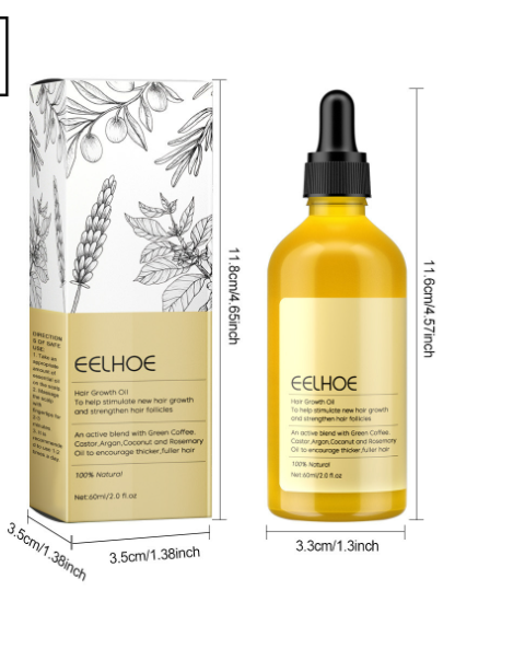 Huile de croissance capillaire au romarin &amp; ricin | soin du cuir chevelu végétal pour des cheveux plus volumineux | sans silicones &amp; sulfates | pour tous types de cheveux