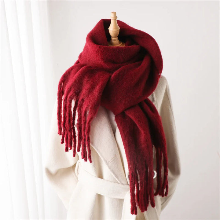 Damen Winterschal 240 × 38 cm | Warmer Schal aus weichem Kaschmirimitat mit Quasten für Herbst und Winter | Ca. 300 g