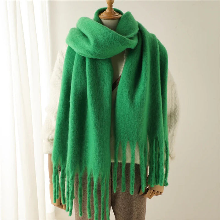 Damen Winterschal 240 × 38 cm | Warmer Schal aus weichem Kaschmirimitat mit Quasten für Herbst und Winter | Ca. 300 g